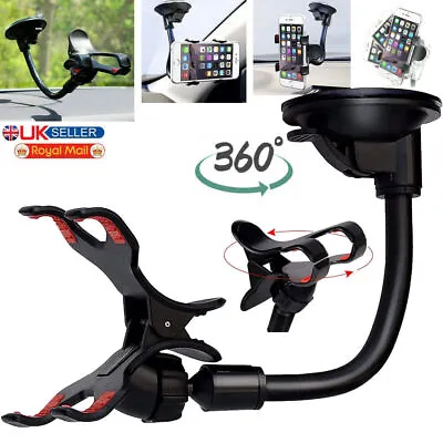 360° Car Windshield Mount Cradle Holder Stand For IPhone Mobile Cell Phone GPS • £4.59