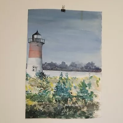 Cape Cod Nauset Lighthouse Watercolor Badri Mehrotra   13.75  X 20  Unframed • $95