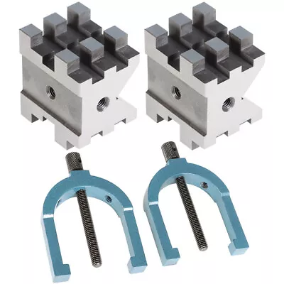 Machinist V-Blocks 2-3/8  × 2-3/4  × 2  Clamp Set Hardened Steel New • $60.58