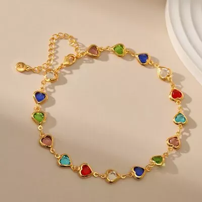 Colorful Crystal Heart Necklace Choker Anklet Beach Fashion Jewelry Women Gift • $1.41