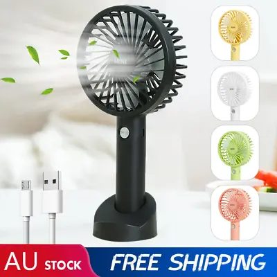 $10.19 • Buy Mini Portable Hand-held Desk Fan Cooling Cooler USB Air Rechargeable 3 Speed AU