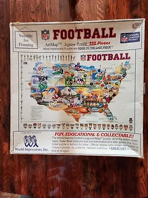 Vintage NFL Football Art Map Jigsaw Puzzle World Impressions 1992 Sports  • $9.99