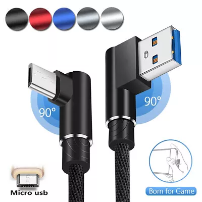 1m 2m 3m 90 Degree Micro USB Data Cable Charger Fast Charging For Samsung Google • $8.95