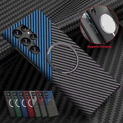 For Samsung Galaxy S24 Ultra S23 S22 Mag Safe Case Magnetic Carbon Fiber Cover • $3.99