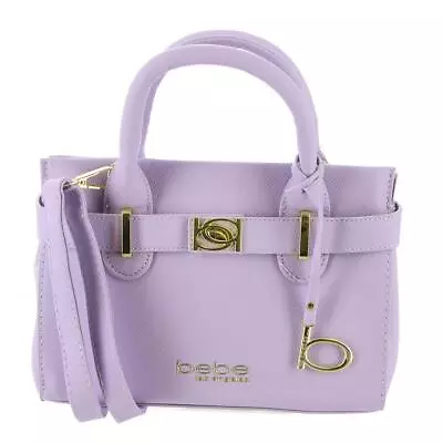 Bebe Womens Evie Purple Faux Leather Satchel Handbag Purse Small BHFO 7636 • $15.99