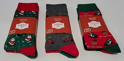 Holiday Time Men's Christmas Socks~ 2 Pairs~ Crew~ Size 6-12~Choice ~ NWT • $4.99