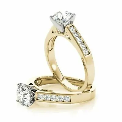 $815.56 • Buy 1.25 Ct Round Cut Diamond Anniversary Women's Ring Real 14K Yellow Gold Size N O