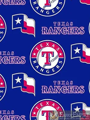 MLB Texas Rangers All Over Licensed Fleece Fabric / 58 Wide / SOLD BY THE YARDS • $17.90