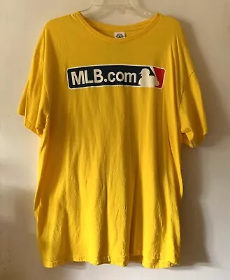 MLB.com Men's T-Shirt Shirt Yellow Crew Neck Short Sleeve Logo Baseball XL • $19