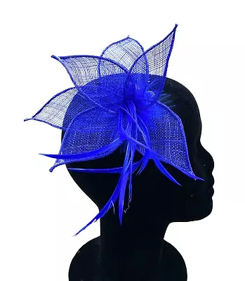£6.25 • Buy Ladies Royal Blue Feather Beak Clip Fascinator Weddings Races Royal Ascot Clip