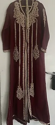 RB06-00  NEW Moroccan Caftan Takchita Kaftan Dress Farasha Dubai Red Burgundy • $93.34