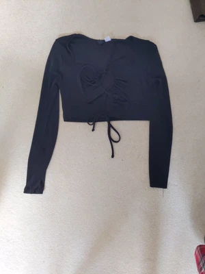£1.50 • Buy Black H&M Tie Front Ruched Top Size M