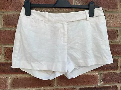 Fullcircle Women's Beige 100% Linen Smart Hot Pants Shorts Size 28  / 71 Cm • £18