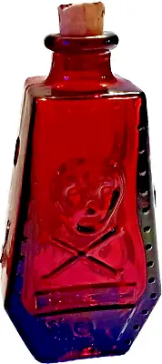 1970's Ruby Red Wheaton Glass Skull & Crossbones Casket Bottle • $69.99