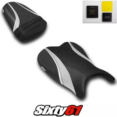 Suzuki GSXR 600 750 Seat Covers With Gel 2006 2007 Silver Black Luimoto Carbon • $320