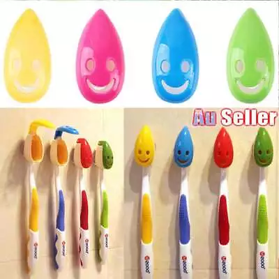 4Pcs Toothbrush Cover Rack Holder Gripping Smile Face Suction Stand Mount Wall • $9.46