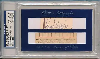 Babe Ruth Roger Maris Signed Cut Auto 1/1 !!  2010  In Memory Of  Autograph PSA • $12500