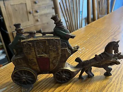 Vintage Cast Iron Doorstop Stagecoach Horse And Carriage. London Royal Mail N 17 • $16