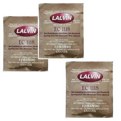 Lalvin EC-1118 Champagne Yeast 5g Sachet 18% Homebrew Wine Making 4.5L-23L • £8.30