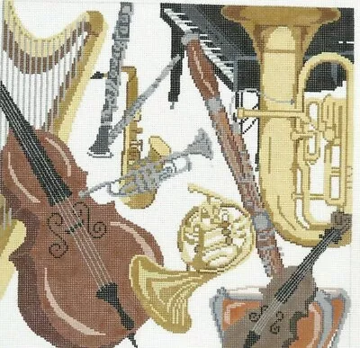 E. Peterson /Susan Roberts Musical Instruments Handpainted Needlepoint Canvas • $284.50
