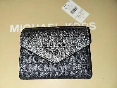 Michael Kors Jet Set Charm Envelope Trifold Wallet Black Multi Sig Logo $98 • $69.95