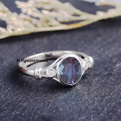 Alexandrite Mens Ring 925 Sterling Silver Ring Statement Ring Engagement Ring • $45