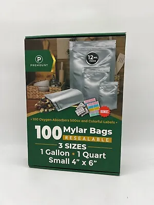 12 Mil Thick 100 Mylar Bags For Food Storage With Oxygen Absorbers 500cc/900ml • $24
