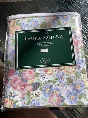 Vtg Laura Ashley Quartet Blue Blouson VALANCE Poofy Floral Cottage 86x15 NIP • $39.95