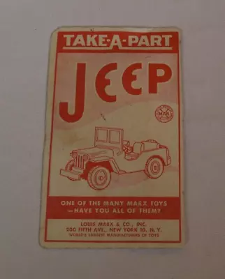 Rare Marx Take-A-Part Service Station Jeep With Card • $72.50