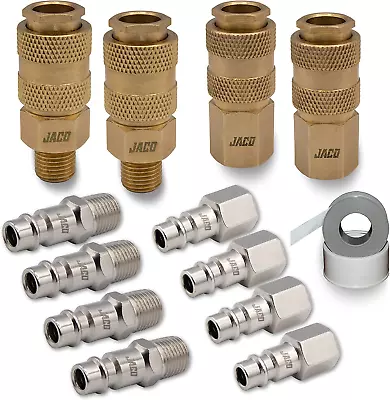 Hi-Flo Quick Connect Air Hose Fittings - 1/4 NPT | High Flow Plug & Coupler Kit • $34.40