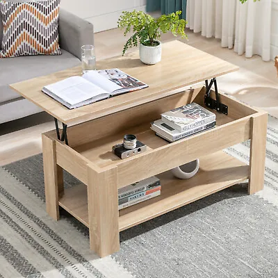 Coffee Table With Storage Lift Top Up Drawer Shelf Wooden Living Room Furniture • £55.99