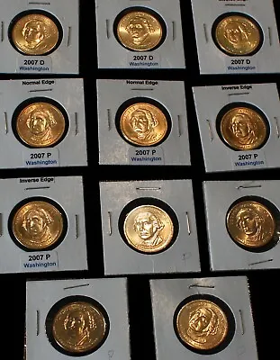 $40 • Buy 2007 D And P Lot Of 11 George Washington Presidential One Dollar Coins