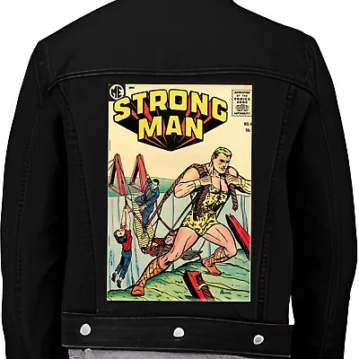 Strong Man Comics Vintage Superhero Comic Book Iron On Jacket Coat Back Patch • £11.95