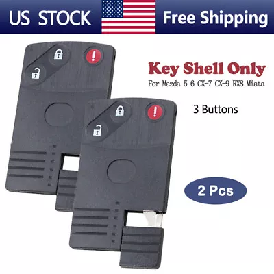 2 Remote Key Shell Case Fob Smart Card For Mazda 5 6 CX-7 CX-9 RX8 Miata 3Button • $15.39