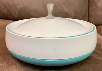 Vintage Bopp Decker Plastic Vacron Covered Bowl Serving Dish MCM Turquoise  USA  • $37.95