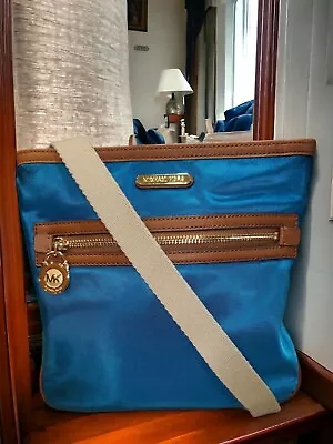 Michael Kors Kempton Nylon Zip Front Crossbody Handbag In Deep Turquoise  • $46