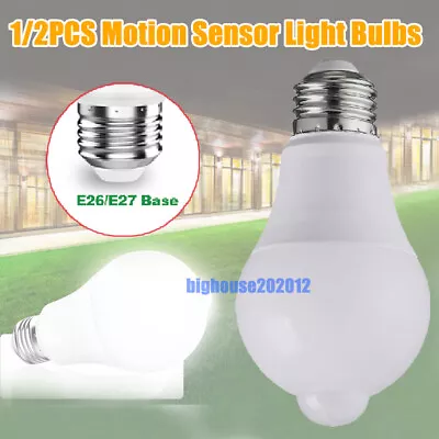 1/2PCS PIR Motion Sensor Light Bulbs E27 LED Lamp Infrared Auto Energy Saving  • $10.51