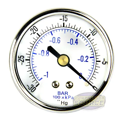 $5.20 • Buy Quality 1/4  NPT 2  Vacuum Air Pressure Gauge 0 -30 PSI Center Back Mount