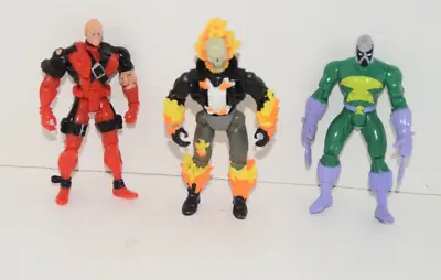 Vintage 90s Toy Biz Marvel Figure Lot Of 3 Deadpool Ghost Rider Prowler Loose • $10.52