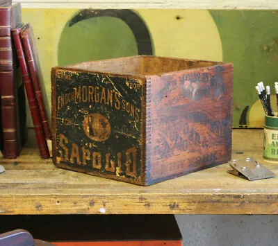 Antique Vtg Sapolio Enoch Morgans Wooden Advertising Soap Crate Box NY 1800s • $165