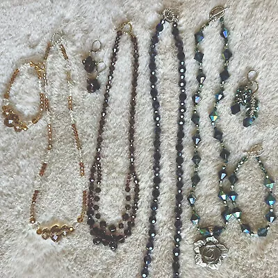 Lot Of 8 Vintage Czech Austrian Crystal & Glass Necklaces Bracelets & Earrings • $29