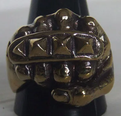 Bronze Brass Knuckle Fist Biker Ring Custom Size Handmade MC Chopper R-142b  • $31.99
