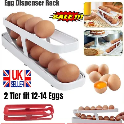 Egg Dispenser Removable Egg Storage Box Egg Holder Automatic Scrolling Egg Rack • £8.46
