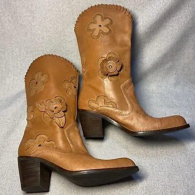 Mia Womens Cowgirl Boots  Leather Western Candida Boho Floral Size 65 • $55