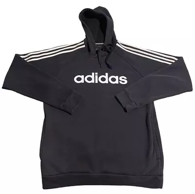 Adidas Hoodie Men Medium Black Sweatshirt Pullover Athletic Heavyweight Casual • $14.99