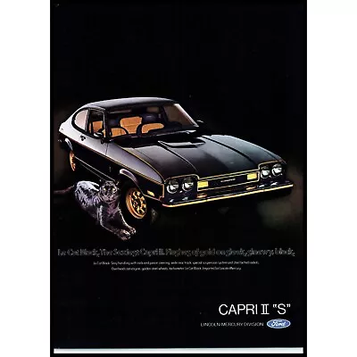 1976 Mercury Capri II S Coupe Vintage Print Ad Le Cat Black Model Wall Art Photo • $10.97