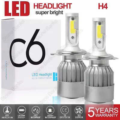 COB H4 LED Headlight Kit Light Bulbs High Low Beam 6000K HB2 9003 1000W 200000LM • $12.99