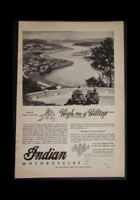 WWII Indian Motorcycle Vintage Ad *High On A Hilltop* 1944 • $6.99