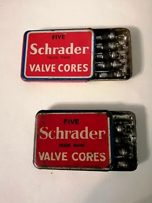 Vintage SCHRADER VALVE CORES X 9 In Two Tins • $12.44