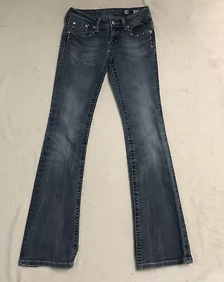 Miss Me Jeans Girls 14 Blue Denim Pants Bootcut Rhinestone Casual JK6187B Youth • $28.90